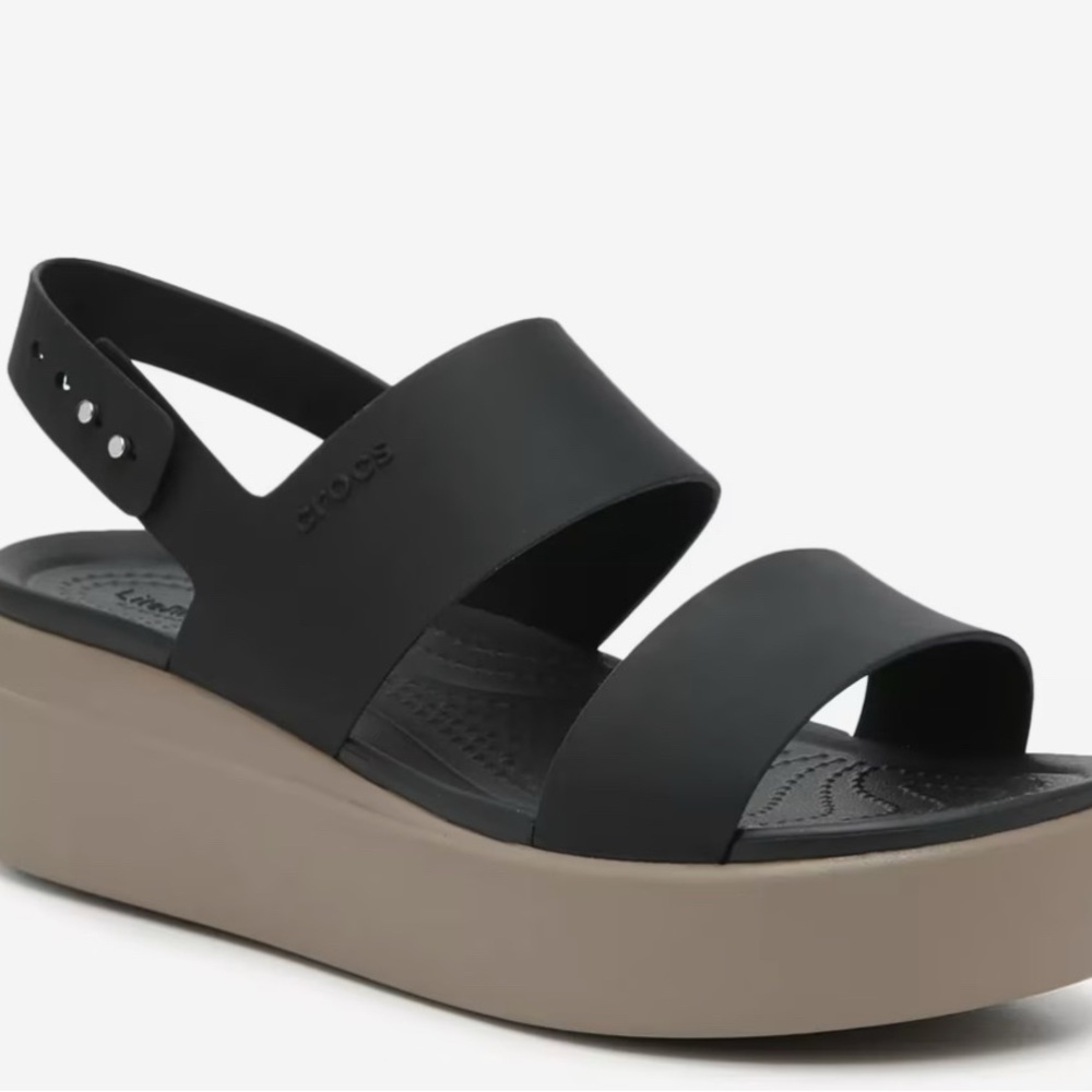 CROCS Black and Taupe Platform Sandals